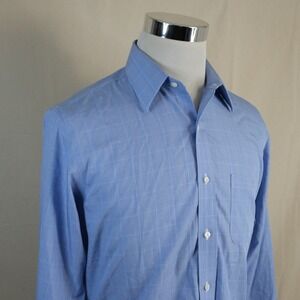 Brooks Brothers 15 32/33 Regent Fit Button Down Blue Glen Plaid Non-Iron Cotton